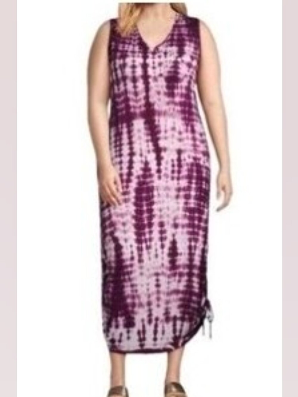 Sleeveless V-Neck Tie-Dye Maxi Dress - Purple & White NWT lane Bryant 22/24